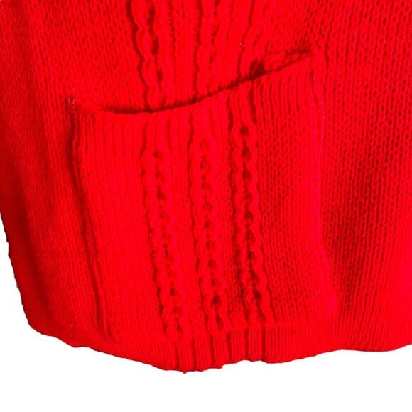 Vtg Sweater Vest Red Grandpacore College Point Made In USA Button Up Pockets L - Picture 2 of 9